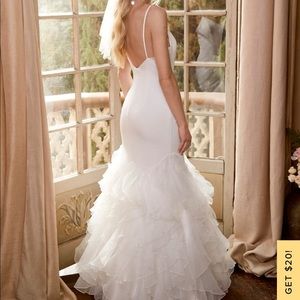 Lulus- Extravagance White Ruffled Organza Mermaid Maxi Dress